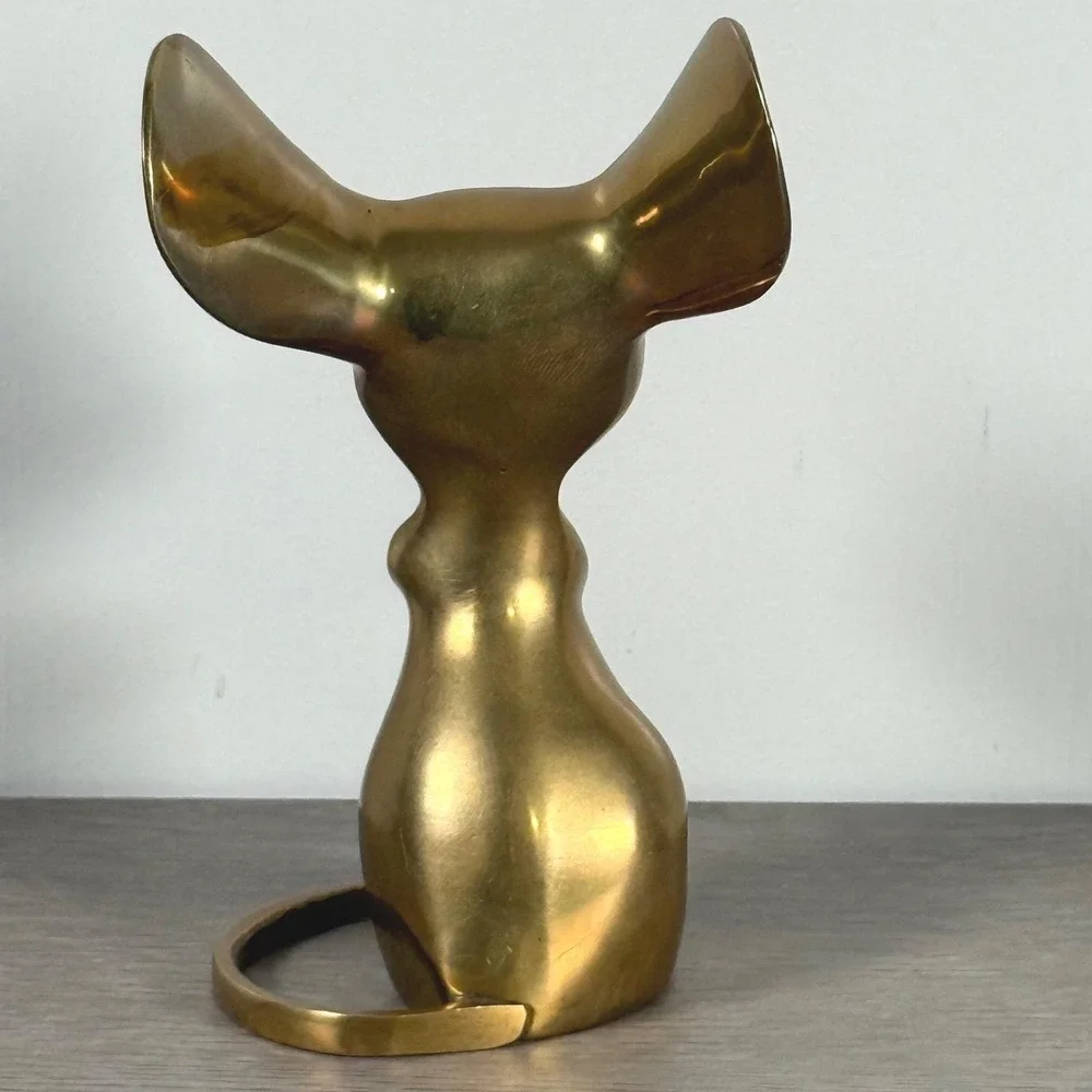 Big Ear MCM Stylized Solid Brass Mouse Figurine Made in Korea 5.25